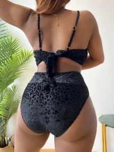 Plus Size Bathing Suit for Women 2022 Fashion Leopard Print backless High Waist Sexy Bikini Set Two Pieces Swimsuit - Image 2