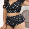 0XL - 4XL Polka Dots Bikini Large Size Swimwear Plus Size Women Swimsuit Female Two-pieces Bikini set Bather Bathing Suit V3745