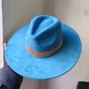 Women's suede 10cm wide Brim Fedora hat Men's autumn and winter felt jazz hat Classic suede Fedora Sombrero - Image 3