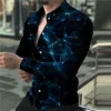 Men's long sleeved shirt, casual street social shirt, 3D printing trend design, starry sky luxury lapel shirt, 2024 new model - Image 2