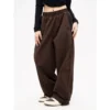 Women Spring Retro Solid Loose Drawstring Trousers Casual Joggers Baggy Wide Leg Sweatpants Mid Waist Sporty Y2k Female Clothes - Image 6