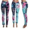 CM.YAYA Women Tie Dye Print Hole Pencil Ripped Jeans Streetwear Hollow Out Denim Pants (Only Pants) - Image 6