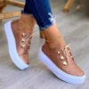 Summer White Women Shoes Fashion Round Toe Platform Shoes Plus Size Casual Sneakers Lace Up Flats Women Slip On Tennis Shoes - Image 2