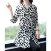 Female Loose Fashion Polka Dot Printed Chiffon Shirt Summer Women's Clothing Casual All-match Single-breasted 3/4 Sleeve Blouse - Image 5