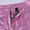 ANJAMANOR Sexy Hot Pink Metallic PU Leather Shorts Streetwear Fashion Clothes High Waist Shorts for Women Free Shipping - Image 6