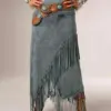 New Long Maxi Women Skirt High Waist Winter Autumn A-line Tassels Irregular Punk Style Sexy Vintage Club Streetwear