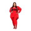 XL-5XL Fall 2021 Plus size Women Clothing Two Piece Set Fashion Long Sleeve V Neck top And Pants Print 2 Piece Suit Outfit - Image 4
