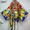 WINYI Bohemian Printed Bikini Cover-ups Elegant Self Belted Kimono Dress Women Summer Clothing holiday Dress Beach Wear Covers - Image 5