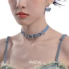 MASW Original Design Hip Hop Cool Style Star Heart Charm Blue Cord Choker Necklace For Women Girl Gift Fine Accessories - Image 3