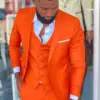 Bright Orange Notch Lapel Men Suit Costume Homme Wedding Dress Tuxedos Terno Masculino Slim Fit Groom Prom Party Blazer 3 Pcs