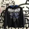 Retro Gothic black long-sleeved cross-print hoodie y2k American high street daily Harajuku sports loose zipper hoodie for men