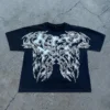 Retro High Street American Oversized Short-sleeved Gothic Black Pattern Printed Trendy Clothing Men Fashion Loose Casual T-shirt - Image 4