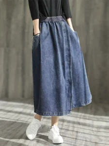 Max LuLu 2024 Spring Ladies Elegant Streetwear Womens Fashion Vintage Loose Denim Skirts Females Luxury Classic Casual Clothes - Image 2