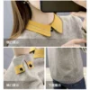 2023 New Autumn Winter Contrast Color Doll Collar Long Sleeve Sweater Women Casual Loose Button Pullovers Patchwork Tops - Image 5