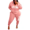 Tracksuit Women's Letter Pattern Plus Size Clothing Two Piece Sets Long Sleeved Hoodies Fashion Winter Sportswear Wholesale - Image 3