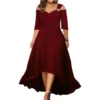 L-5XL Summer Fashion Elegant Long Dress Plus Size Women Clothing Solid Halter Short Sleeve Irregular Casual Dress Dropshipping - Image 2