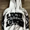 American Y2K Colorful Letter Pattern Trendy Zipper Hoodie Men's Loose Casual Jacket Rap Style Street Fashion Hip-hop Style