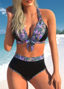 2023 Summer Two Piece Swimwear Beach Bikini Sexy Swimwear Set Summer Women's New Print Two Piece Bikini Beach Swimwear - Image 4