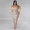 SOMOIA Plus Size Dress Sexy Sequin Dress Strapless Gauze Solid Evening Dress Tight Hot Girls Party Dress Wholesale Dropshipping - Image 6