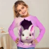 Long Tshirts Cartoon Rabbit Bunny 3D Print Streetwear Boys Girls Casual Fashion kawaii Oversized T Shirt Kids Tees Tops Clothing - Image 3