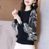 Fashion Printing Long Sleeve Chiffon Shirt Women Classic O-collar Loose Office Slim Casual All-match Lady Pullover Blouse - Image 2