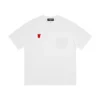 Off White High-Quality Short Sleeved T-Shirt For Men's Love Luxury Summer New Round Neck Pullover Solid Color Pocket Top Ami 09 - Image 3