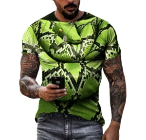 Summer Quick-drying Men's T-shirt Animal Python Pattern 3d Printed Hip Hop Alternative Personality Crewneck Loose Short Sleeve - Image 6