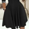 Dress for Women Streetwear 2023 Autumn and Winter Elegant Waist Wrapped Mid Long Sleeve Solid V-Neck Fashion Dresses with Belt - Image 3