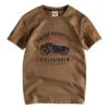 Summer American Retro Short-sleeved O-neck Motorcycle Printed T-shirt Men's Fashion Simple 100% Cotton Washed Casual Sport Tops - Image 5