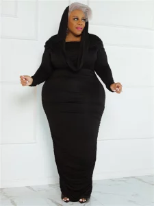 Wmstar Plus Size Dresses Women Solid Off Shoulder Long Sleeve Draped Bodycon Stretch Elegant Maxi Dress Wholesale Dropshipping - Image 3