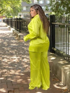 Two Piece Sets Womens Outifits Ladies Long Sleeve Shirt Satin Suit Pants Plus Size Casual Set Wholesale Bulk Dropshipping - Image 2