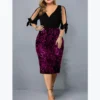 Big Size Clothing 2023 New Summer Loose Woman Slim Dress Sexy V Neck Personalized Sequin Design Plus Size Dress Party Vestidos - Image 6