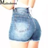 Large Size Sexy Ripped Denim Shorts Girl 2022 New High Waist Skinny Hips Stretch Leg Length Tight Tight Stretch Hips Jeans Women - Image 5