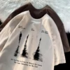 Hip Hop Street Men's T-Shirt Reflection Print Short Sleeve T-Shirt Gothic Style Loose Male Round Neck T-Shirt Couple Tops - Image 3