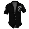 2023 Skull Men's Shirts Lapel Streetwear Vintage Shirt For Men Street Hip Hop Short Sleeve Top Party Summer Men Hawaiian Shirts - Image 3