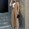 Women Suit Women Vest Elegant Lady Baggy Pants Set with Sleeveless Vest Women's High Waist Wide Leg Pants in for Fashionable - Image 4