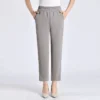 5XL 6XL 7XL 8XL Women Summer Pants 2022 New Elastic High Waist Casual Ninth Pants Middle-aged Elderly Female Straight Mom Pants - Image 3