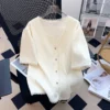 170Kg Plus Size Women's Bust 170 Summer Loose Small Fragrance Top Short Sleeve T-shirt Cardigan 6XL 7XL 8XL 9XL 10XL 11XL - Image 4