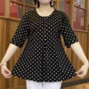 7XL Women Loose Spring Autumn Shirts Lady Fashion Casual Polka dot printing Half sleeve O-Neck Collar Button Blusas Tops - Image 2