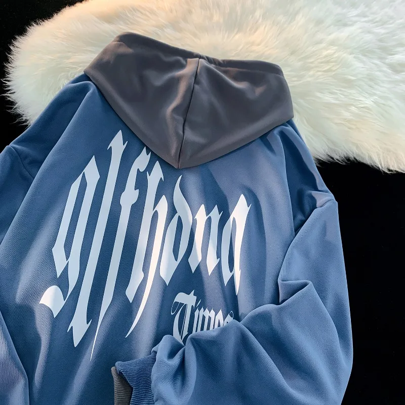 American Vintage Men's Hoodie Patchwork Hooded Oversize Pullover Korean Style Unisex Sweatshirts Large Size Hoodies Male Clothes - Image 2