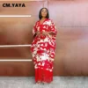 CM.YAYA Women Printed Half Sleeve V-neck Tassel Hem Loose Maxi Dress 2023 Street Vintage Robe Long Dresses Vestidos - Image 4