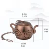 Metal Tea Strainer Teapot Shape Loose Tea Stainless Steel Infuser Leaf Tea Maker Strainer Chain Drip Tray Herbal Spice Filter - Image 5