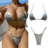 Sexy Bikini Silver Sparkling Special Fabric Lace Up Women's Swim Top Boys 3piece Swimsuit Womens Bathing Suit Shorts Set - Image 5