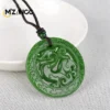 Natural Hetian Jasper Retro Dragon Jades Pendant Genuine Fine Carved Hollow Dragon Men & Women Pendant Necklace Holiday Gift - Image 3