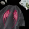 Angel Wings Printed T-shirt y2k Short Sleeve Letter Printing Tee 2024 Summer New Street Style T Shirts Large Size Unisex Tshirt - Image 5