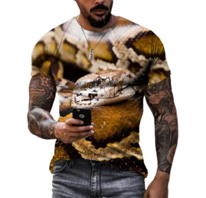 Summer Quick-drying Men's T-shirt Animal Python Pattern 3d Printed Hip Hop Alternative Personality Crewneck Loose Short Sleeve - Image 3