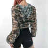 Women's Camouflage T-shirts Fashion Summer Camo Short Tshirts Cotton Slim Fit Long Sleeve Tops Tees Clothes HH243 - Image 4