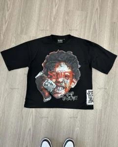Punk Rock Star Cartoon Print T-shirt Street Hip-hop European and American Short-sleeved Men Y2k Oversized Harajuku Trendy Top - Image 2