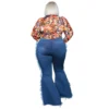 Street Wear Urban Plus Size Women Jeans Fashion High Waist Hole Tassel Wash Water Vintage Casual Flared Pants Wholesale - Image 4
