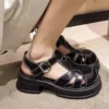 Platform Chunky Heel Goth Sandals For Women Girls Roman Buckle Strap Block Chunky Heel 2024 New Summer Open Toe Casual Shoes - Image 2